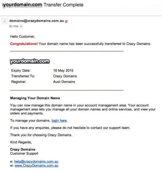 how to transfer a domain to crazydomains