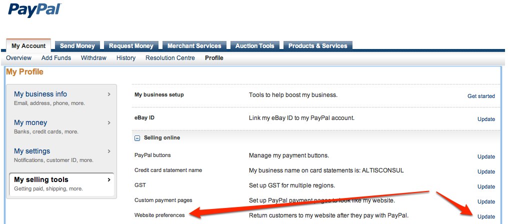 Paypal - Website Payment Preferences