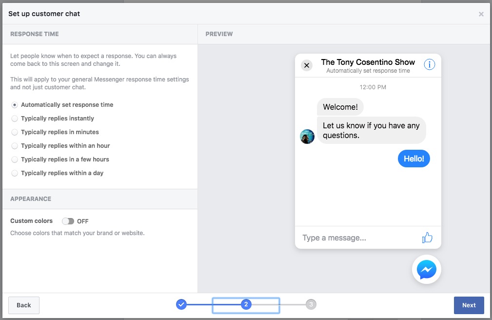 facebook set up customer chat step 2