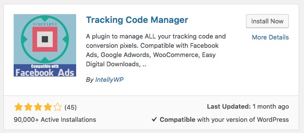 Tracking code manager plugin