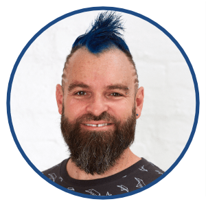 The Wordpress Guy Photo of Tony Cosentino, The WP Guy with a blue mohawk