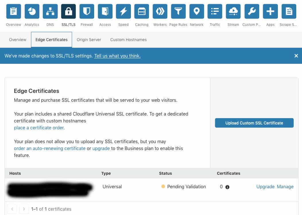 cloudflare-ssl-edge certificate pending validation